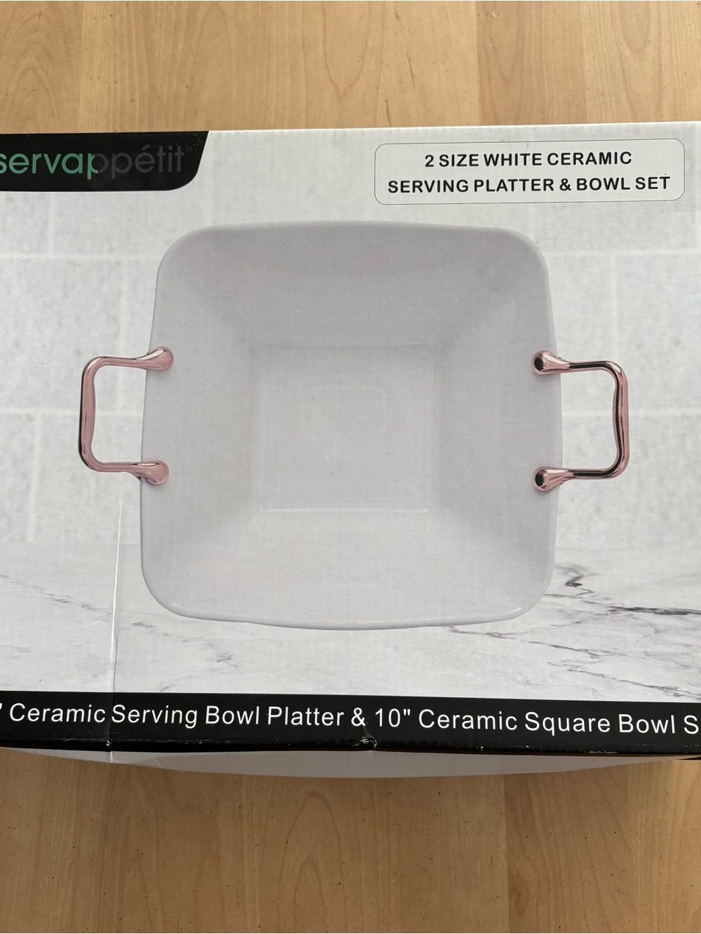 Servappetit 10” Square Bowl & Platter Set. New In Box. See Photos For Detail.